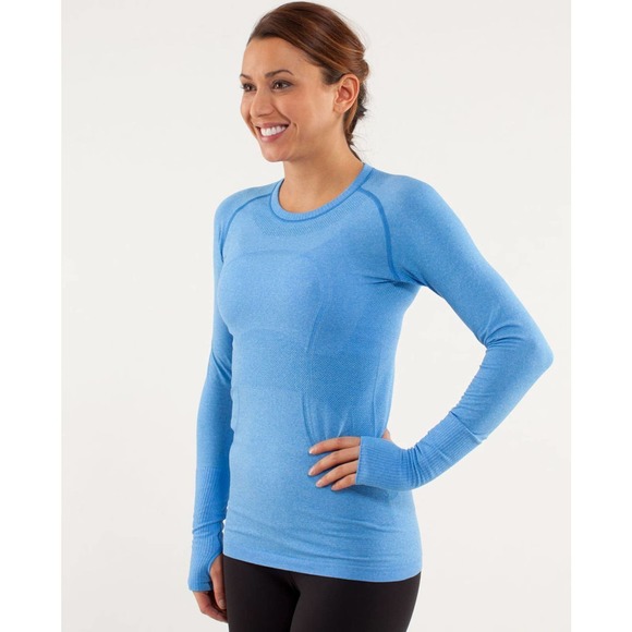 lululemon athletica Tops - Lululemon Run Swiftly Tech Long Sleeve Top Beaming Blue Women's Size 4 H14814
